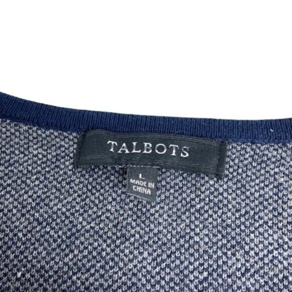 Talbots Open Front Tunic Length Cardigan Grey Navy Blue - Picture 3 of 5